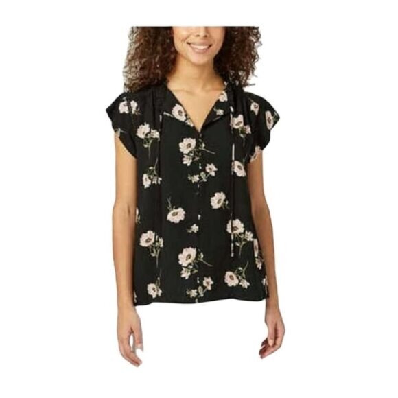 Buffalo David Bitton Womens Top Flutter Sleeve Floral Medium - Picture 1 of 5